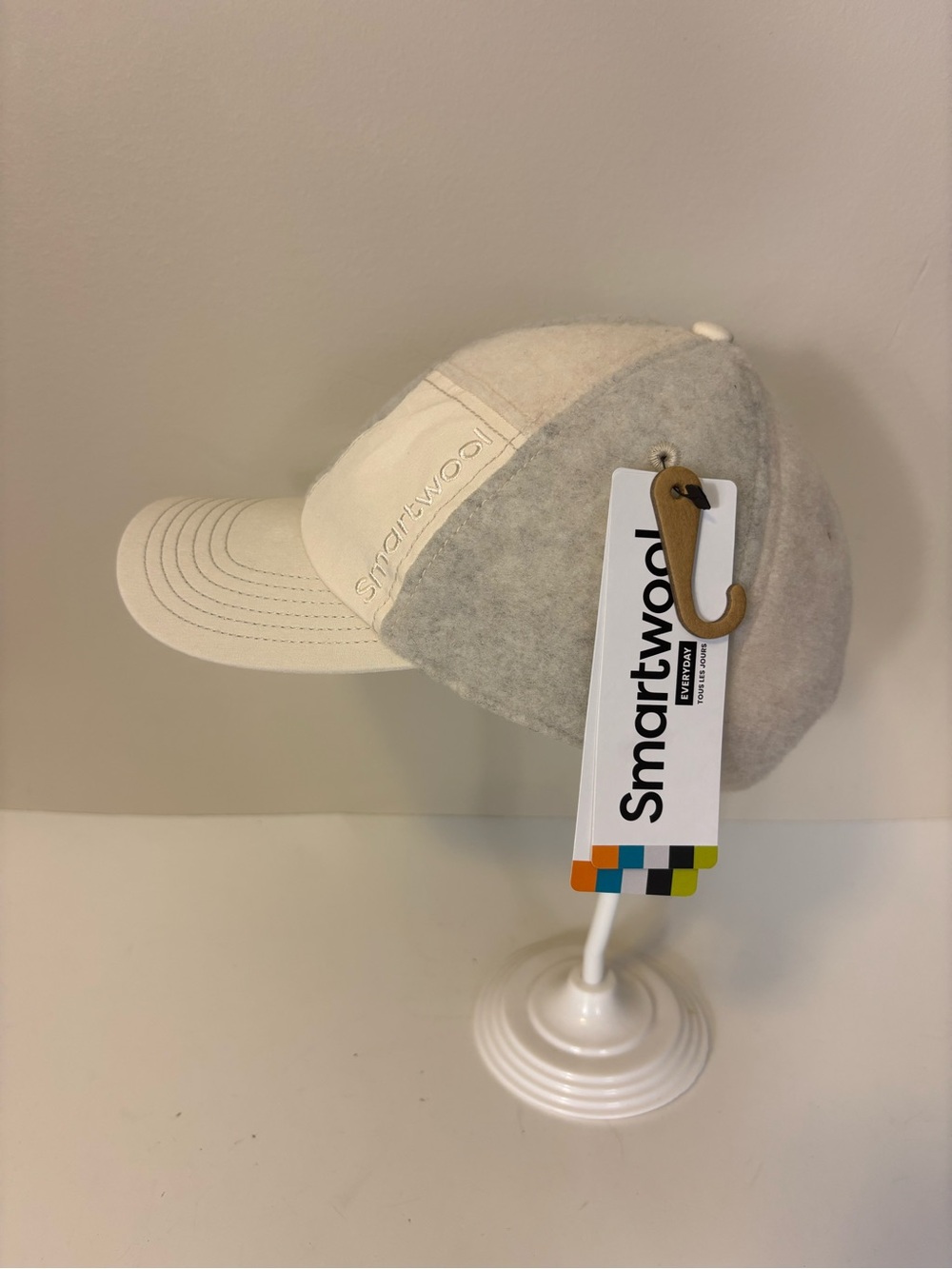 New Smartwool Cream & Light Gray Merino Wool Baseball Cap Unisex